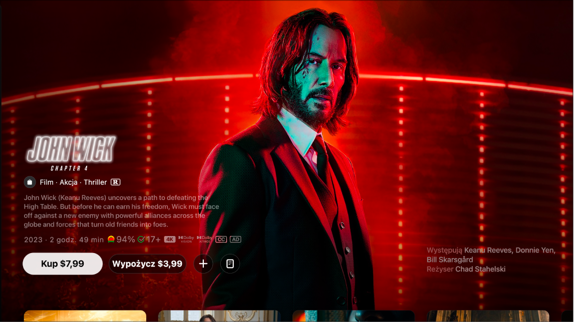 Ekran z informacjami o filmie