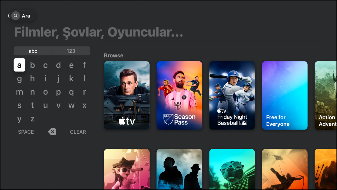 Aramayı gösteren ekran