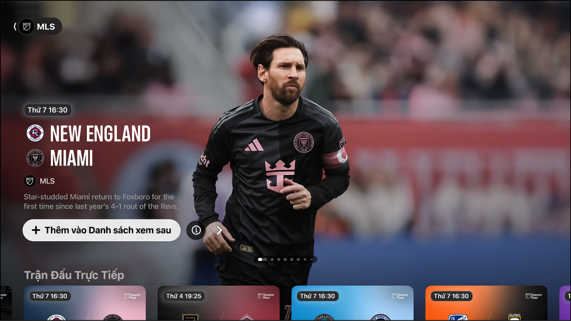 Màn hình đang hiển thị MLS Season Pass