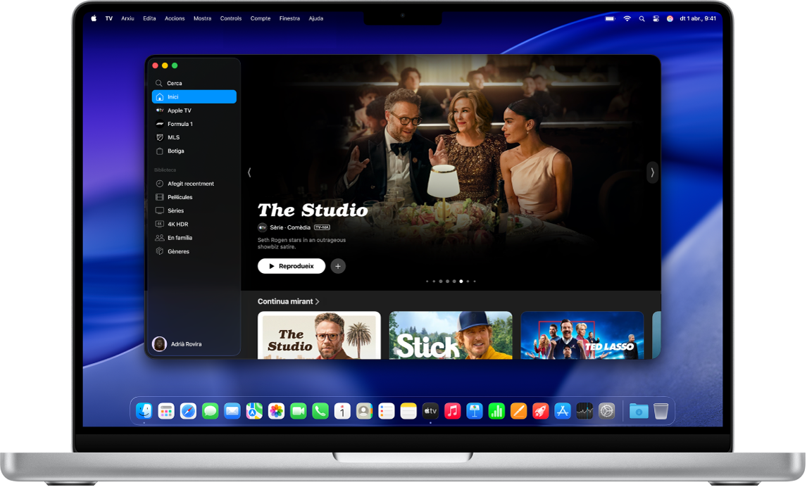 Mac que mostra l’app TV