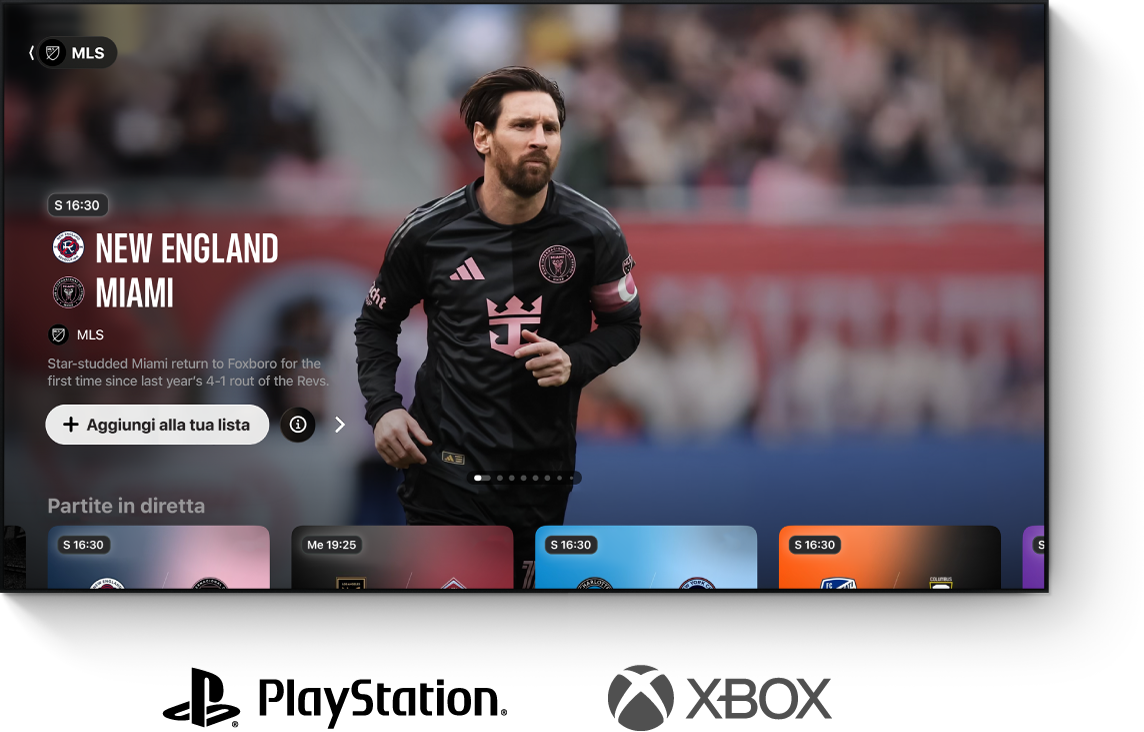 L’app TV mostrata sullo schermo di un televisore