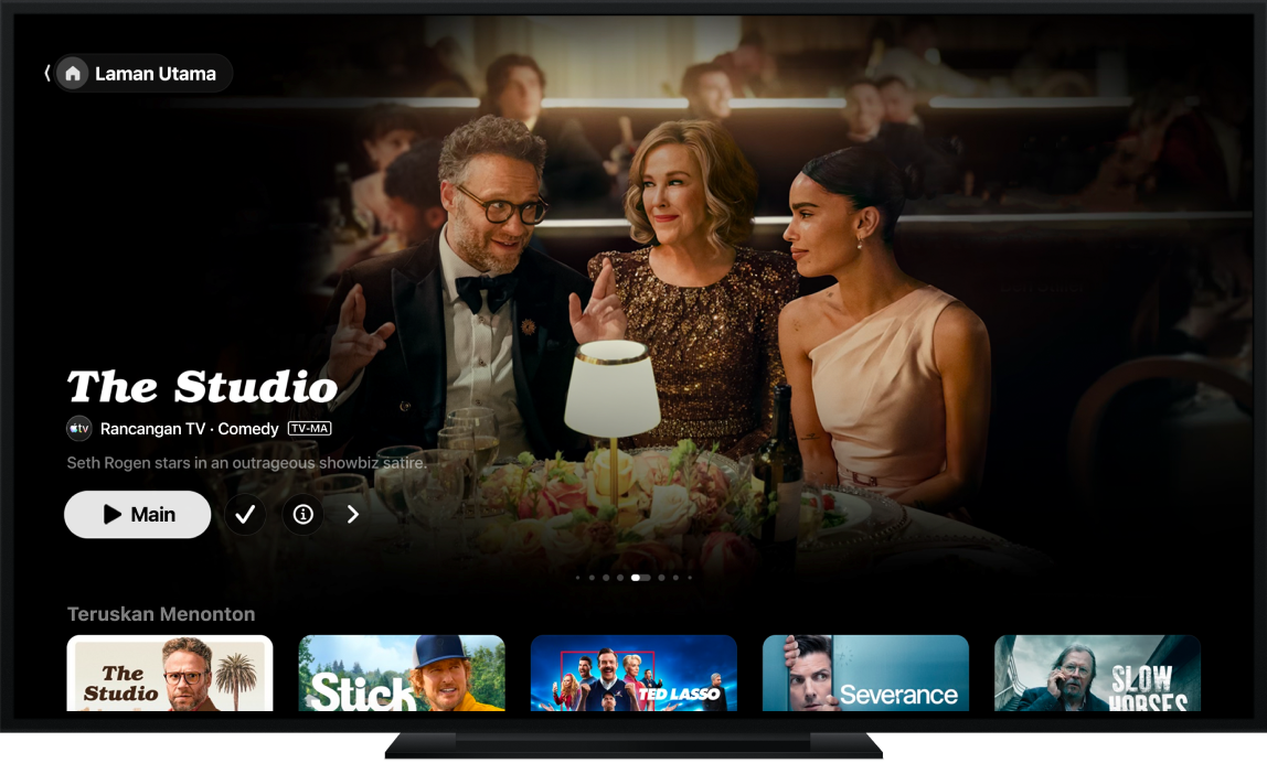 App Apple TV ditunjukkan pada TV
