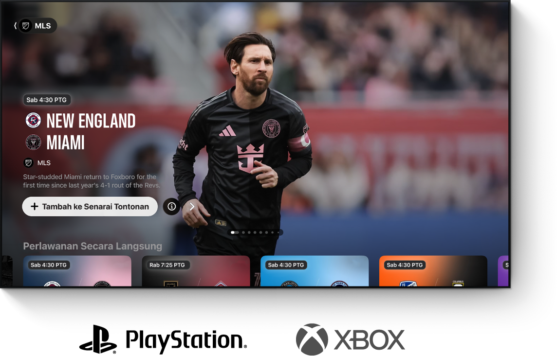 App Apple TV ditunjukkan pada TV