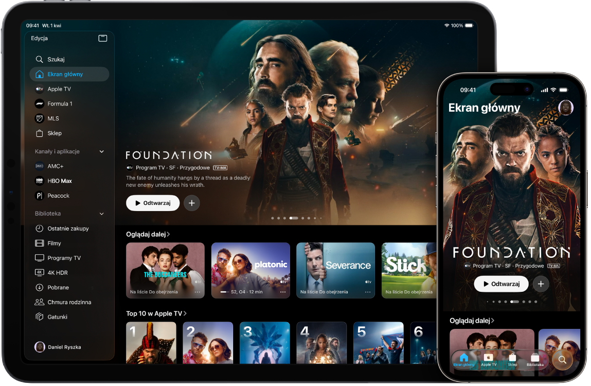 iPad oraz iPhone z aplikacją Apple TV