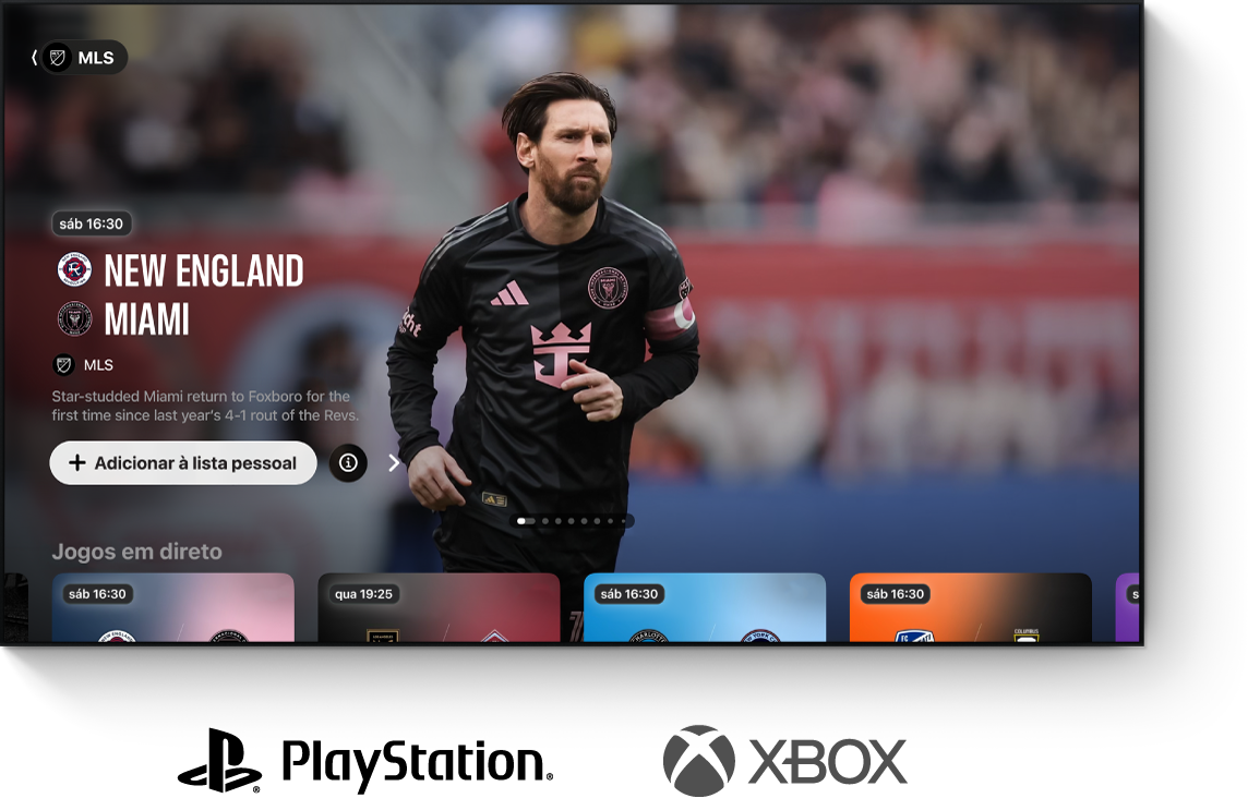 Aplicação Apple TV mostrada numa TV