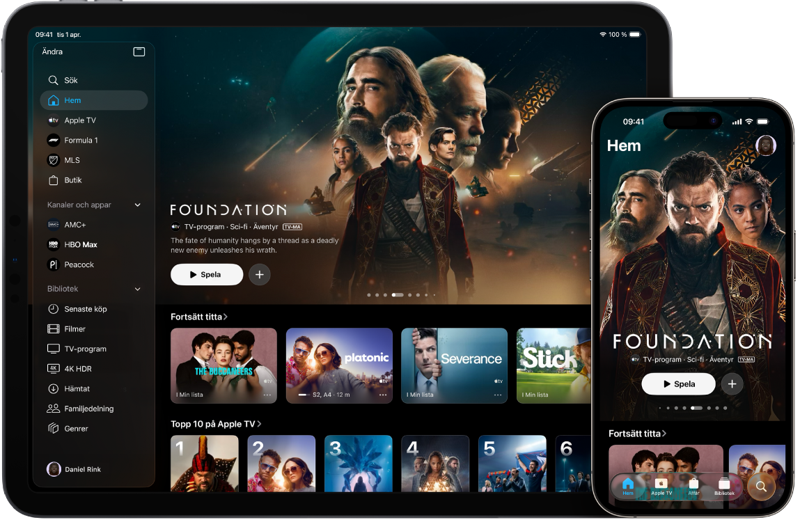 iPad och iPhone visar Apple TV-appen