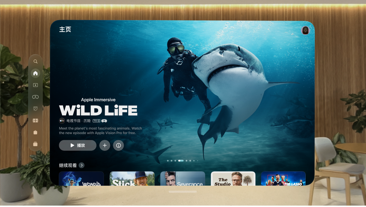 Apple Vision Pro 上显示 Apple TV App