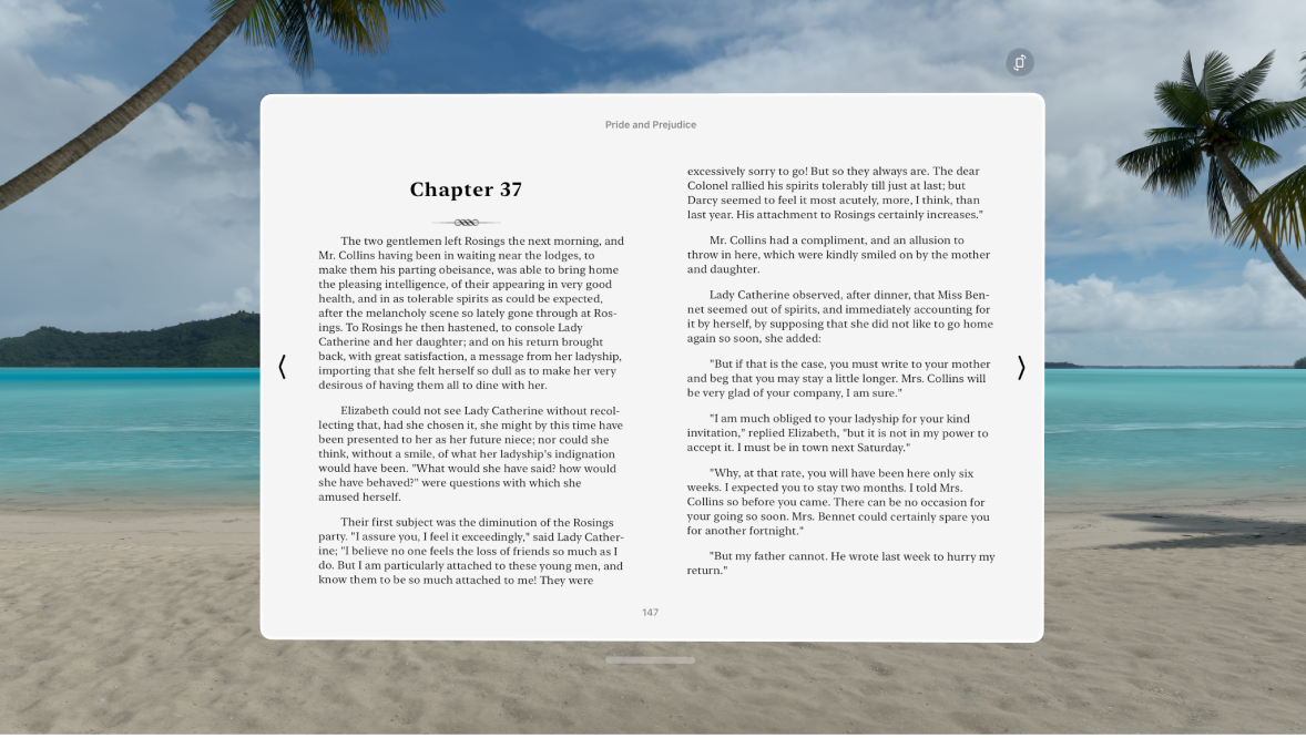A book open in the Books app on Apple Vision Pro.