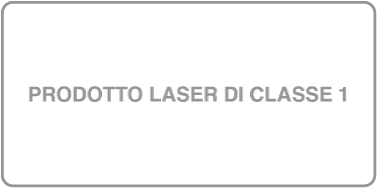 Un’etichetta che riporta la scritta “Prodotto laser Classe 1”.