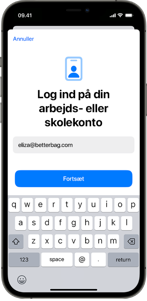 En iPhone-skærm, der viser grænsefladen for brugertilmelding.