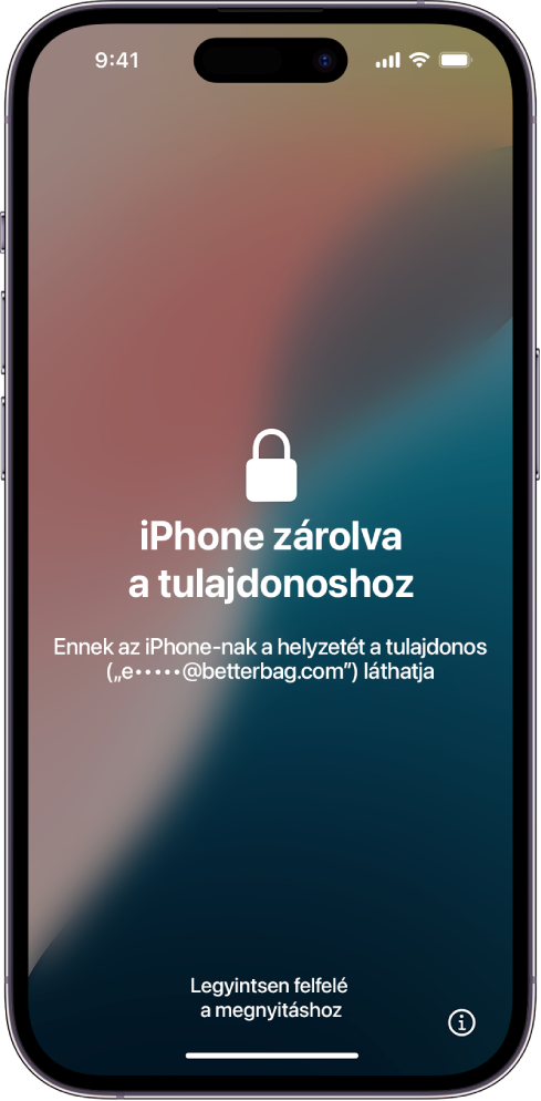 Aktiválási zár egy, a tulajdonos által lezárt iPhone-on.