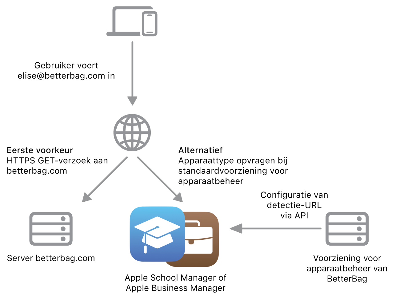 De workflow voor de alternatieve methode voor het detecteren van voorzieningen.