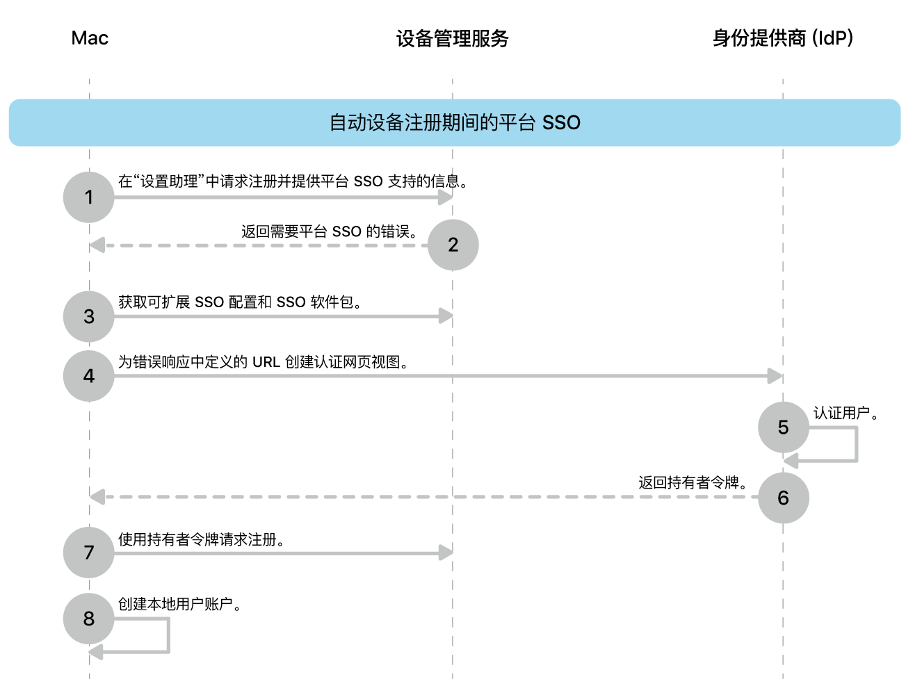 自动设备注册过程中的平台 SSO。