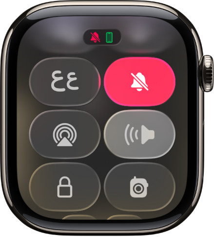 مركز التحكم وبه قد تم تحديد زر النمط الصامت.