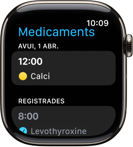 L’app Medicaments mostra els medicaments registrats.