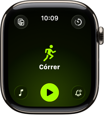 La pantalla de l’app Entrenament mostra l’entrenament de córrer ressaltat.