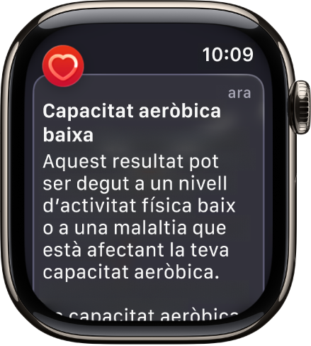 Un avís de freqüència cardíaca que indica una dada cardiovascular baixa.