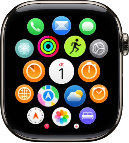 La pantalla d’inici en vista de retícula i les apps agrupades.