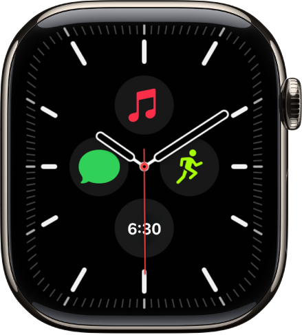 L’esfera Meridià, en la qual pots ajustar el color i els detalls de l’esfera. Mostra quatre complicacions a l’interior i una esfera de rellotge analògic: Data al capdamunt, Traducció a la dreta, Missatges a la part inferior i Entrenament a l’esquerra.