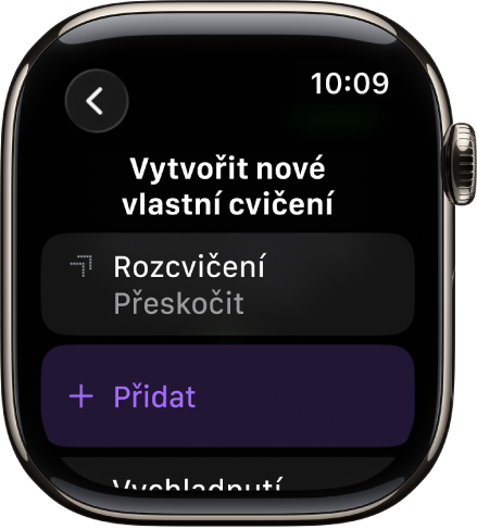 Aplikace Cvičení s obrazovkou pro vytvoření vlastního cvičení