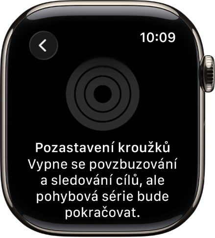 Obrazovka Pozastavit kroužky.