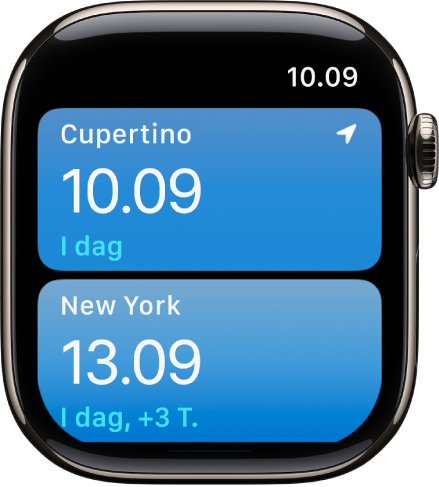 Appen Verdensur med en liste over byer.