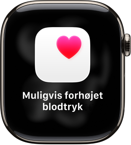 En skærm med advarsel om puls, som indikerer potentielt forhøjet blodtryk.