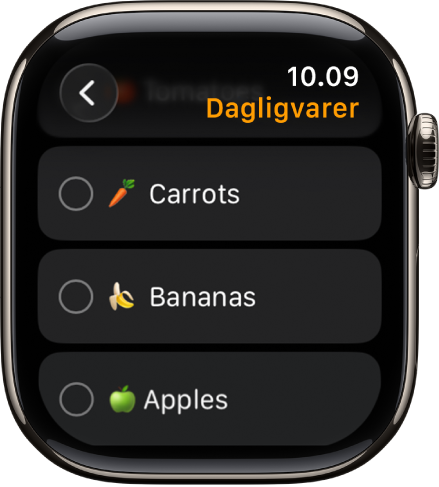 Appen Påmindelser, der viser to påmindelser. Påmindelser er øverst på skærmen, og knappen Tilføj påmindelse er nedenunder.