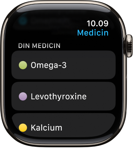Appen Medicin, der viser en liste over alle medikamenter.