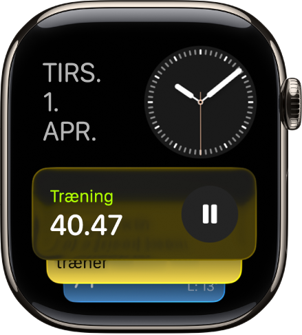 Smart stak på Apple Watch, der viser liveaktiviteter og widgets.