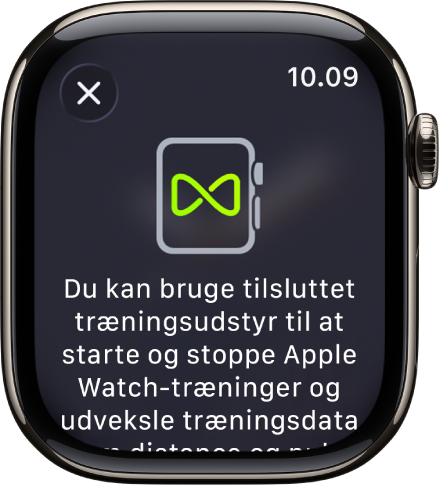 En pardannelsesskærm, der vises, når du parrer dit Apple Watch med træningsudstyr.
