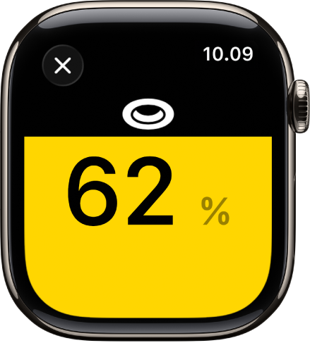 En betjeningsmulighed til et lystilbehør, hvor lysstyrken er indstillet til 62 %.