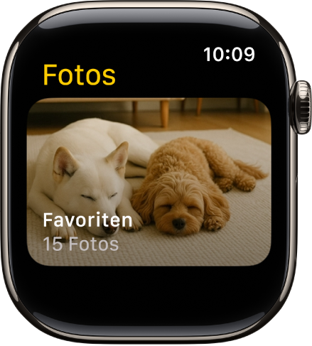 Die App „Fotos“ auf der Apple Watch mit dem Album „Favoriten“.