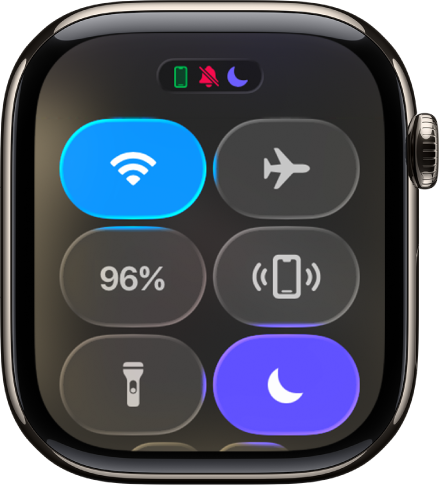 Control Center kuue nupuga – Wi-Fi, Ping iPhone, Battery, Silent Mode, Theater Mode ja Do Not Disturb.