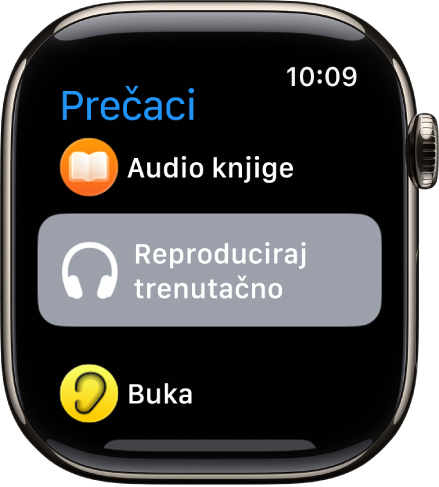 U aplikaciji Prečaci prikazuju se tri prečaca: Brojač za pauzu, Kompas i Snimi praćenje.