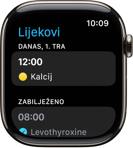 Aplikacija Lijekovi s popisom zabilježenih lijekova.