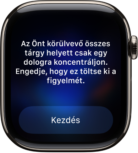 A Tudatosság app egy gondolattal, amelyen elmélkedhet. Alul a Kezdés gomb látható.