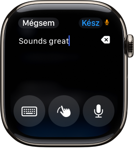 A szövegmező képernyő egy üzenettel a képernyő felső részén. A Képernyő-billentyűzet, a Firka és a Diktálás gombok a képernyő alján láthatók.