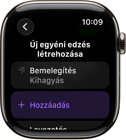 Az Edzés app egyik képernyője egyéni edzés létrehozásához.