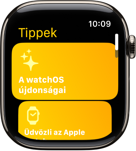 A Tippek app több különböző tippgyűjteménnyel, többek között az Üdvözli az Apple Watch gyűjteménnyel.