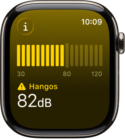 A Zaj app, amelynek képernyőjén egy hangszintmérő látható egy 89 decibeles hangszinttel és felette a „Hangos” szóval.