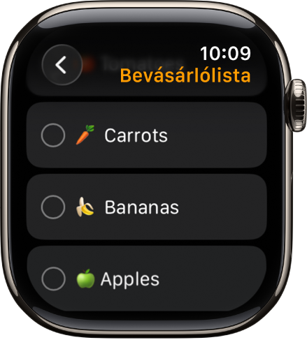 Az Emlékeztetők app két emlékeztetővel. Az emlékeztetők a képernyő tetejének közelében jelennek meg, alatta pedig az Emlékeztető hozzáadása gomb látható.