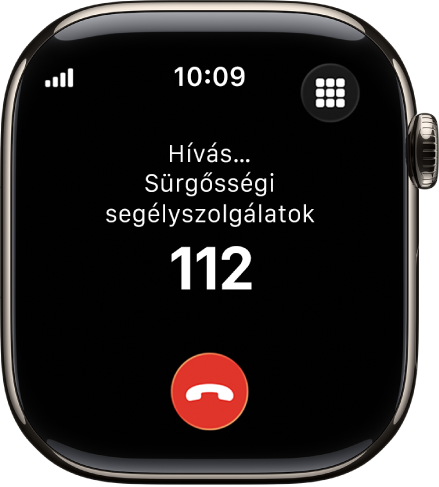 Egy képernyőn a sürgősségi segélyszolgálatokkal folytatott hívás látható.