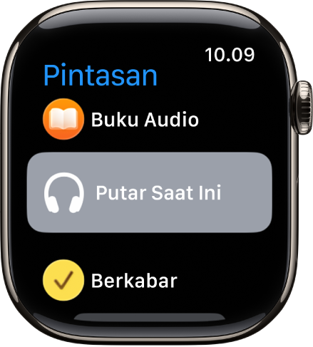 App Pintasan yang menampilkan tiga pintasan: Timer Istirahat, Kompas, dan Rekam Penyusuran.
