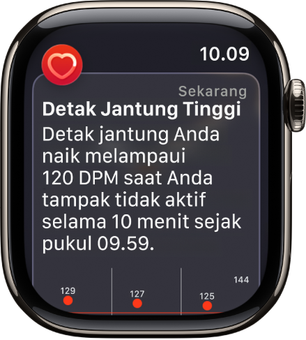 Peringatan Detak Jantung, menunjukkan detak jantung tinggi.