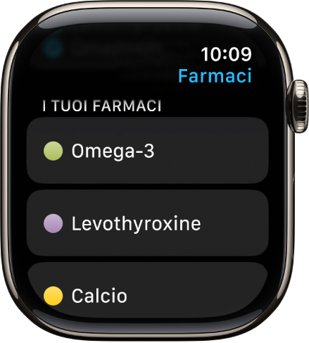 L’app Farmaci con un elenco di medicinali.