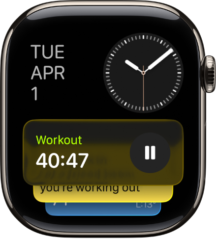 Smart Stack logā Apple Watch pulkstenī redzamas Live Activities un ekrānvadīklas.