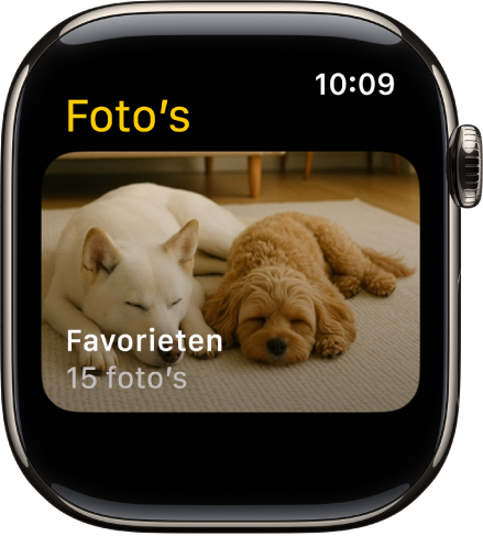 De Foto's-app op de Apple Watch, met een album met de naam 'Favorieten'.