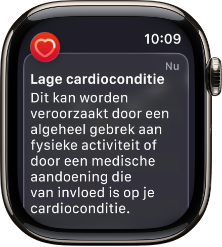 Een melding van een laag cardioconditieniveau.