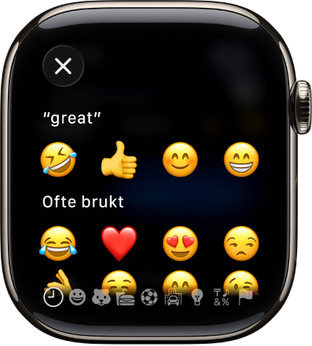 Tekstfelt-skjermen viser emojier.